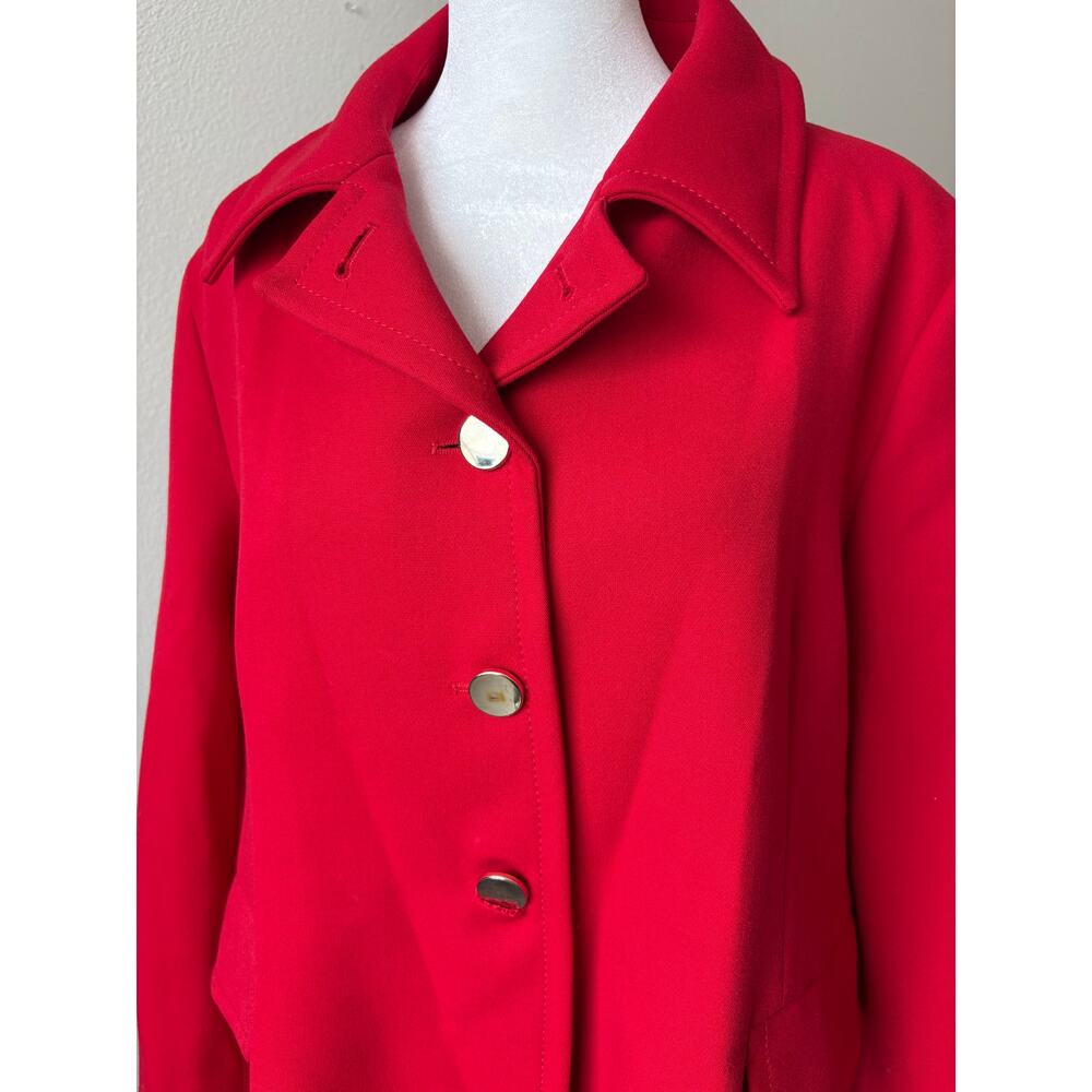 Zara Woman Red Mid Length Jacket Coat XL Statement Collar Metal Buttons - Picture 5 of 11